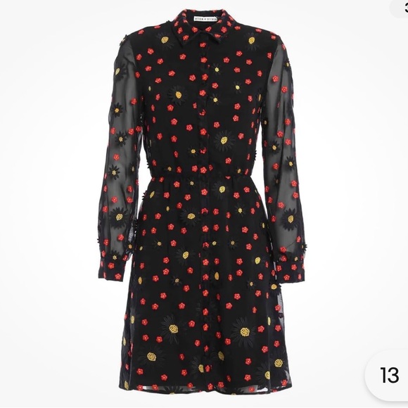 Alice+Olivia floral embellished long-sleeved dress - Picture 4 of 6